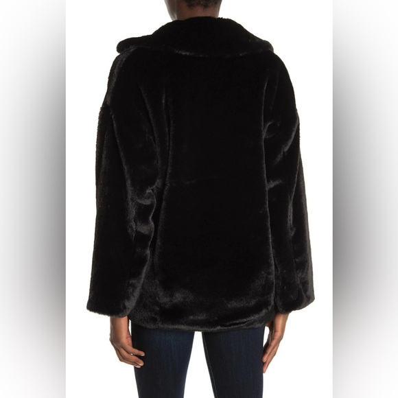 Free People Kate Faux Fur Double Breasted Coat Black Size M - LIKE NEW!! - Picture 5 of 14